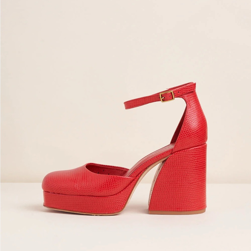 Charlotte Stone Fran Red Platform Ankle Strap Shoes